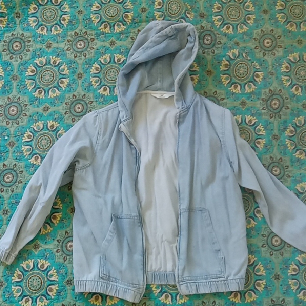 H&M Light Blue Kids Denim-Style Hooded Jacket